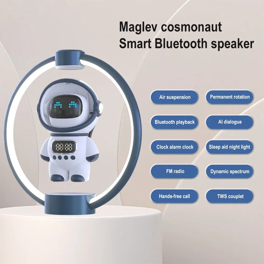 The New Maglev AI Intercom Astronaut Clock Alarm Clock Display Sleep Night Light TF Plays Smart 5.1 Bluetooth Speaker