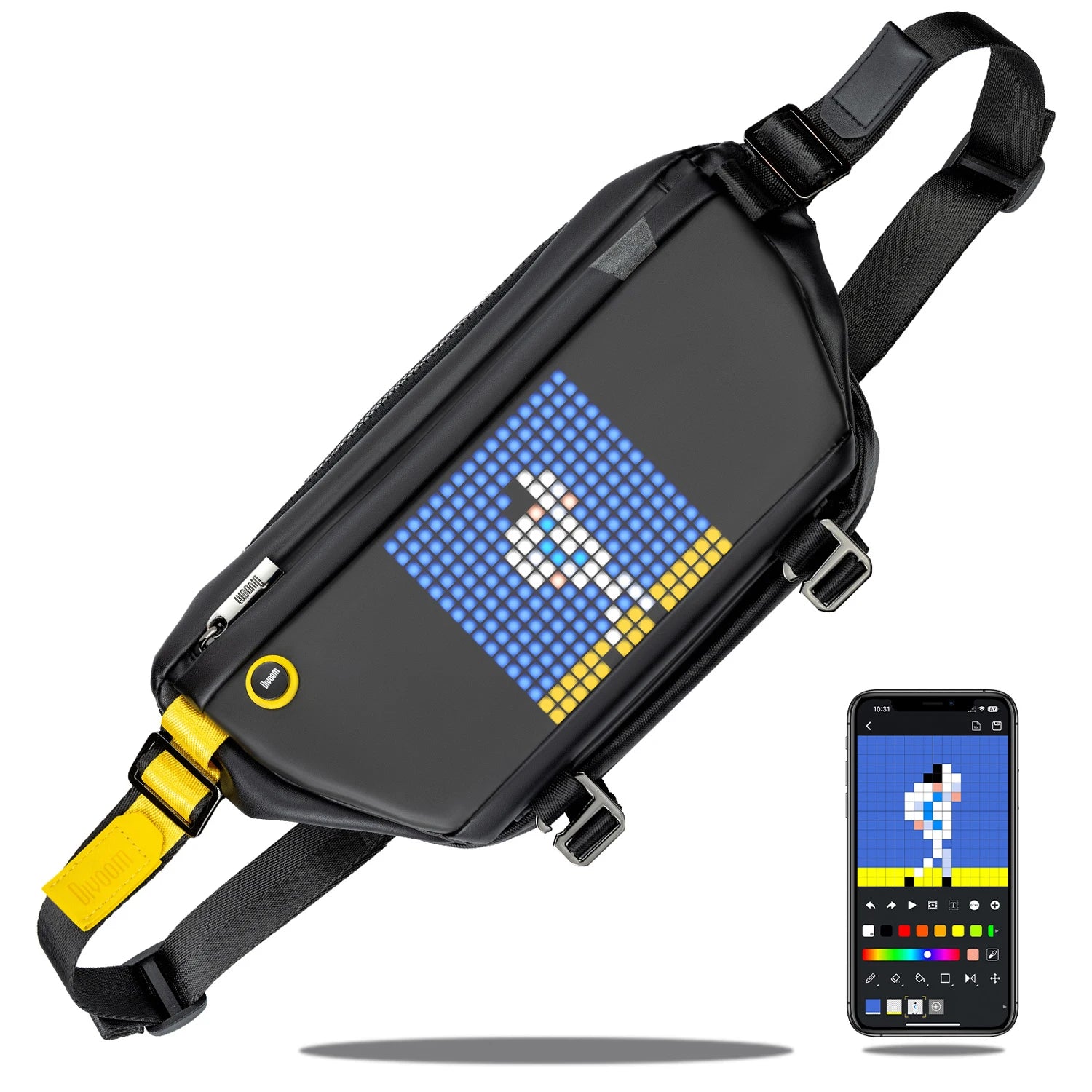 Divoom Sling Bag Customizable Pixel Art Speaker Bag Fashion Design Waterproof for Biking Hiking Outside Activity Big Space