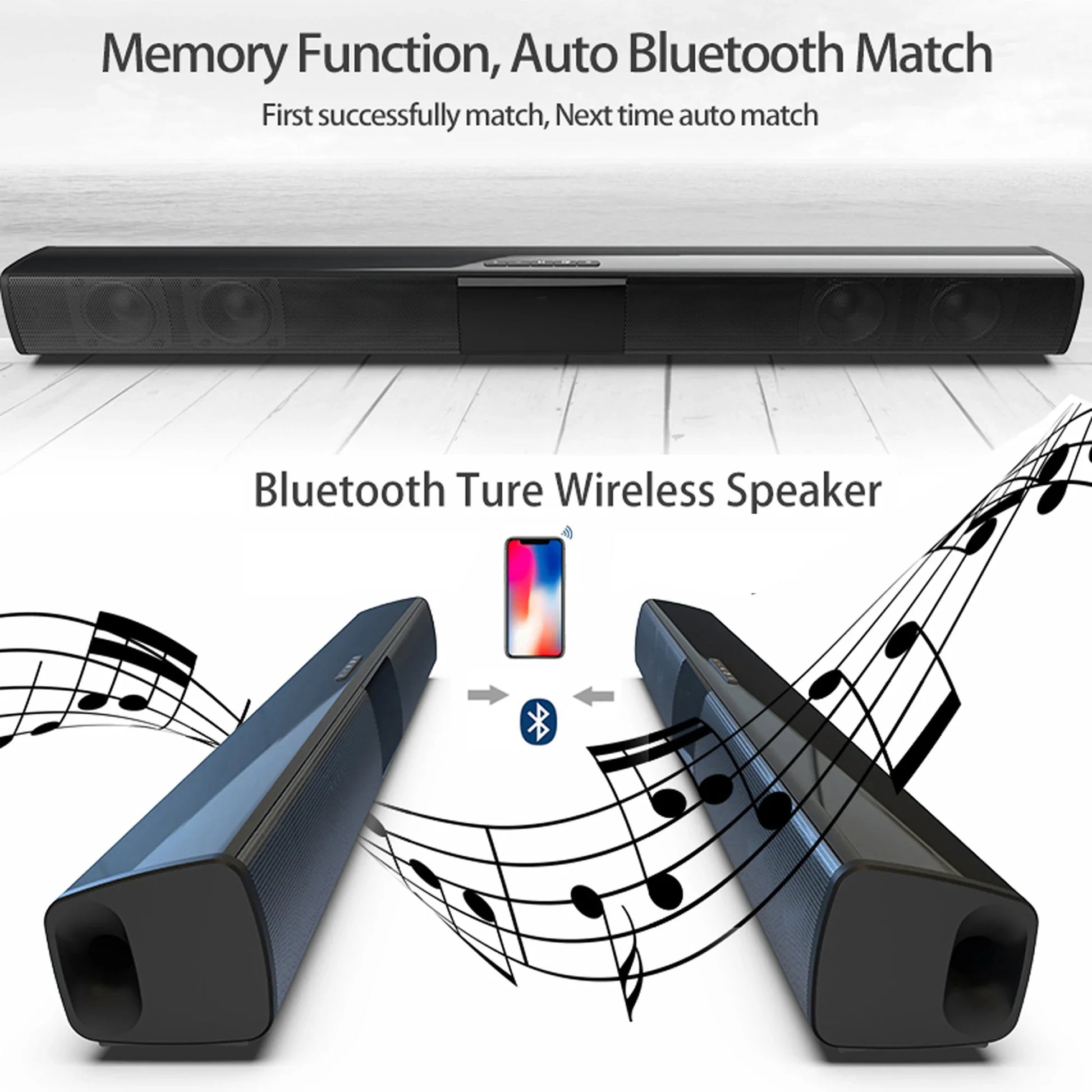 40W High Power Soundbar for TV Computer Wireless Bluetooth Speaker Home Theater Sound System FM Radio Subwoofer RCA Soundbox TF