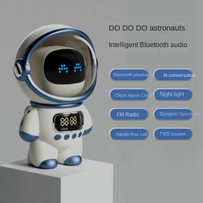 Astronaut Smart Bluetooth Speaker AI Voice Hifi Audio Desktop Multifunctional Audio New Digital Alarm Clock FM Radio