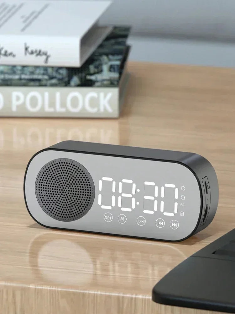 Mini AI Bluetooth Speaker Wireless Smart Alarm Clock Speaker Bluetooth Speaker, Multi-Functional Loud Subwoofer Clock