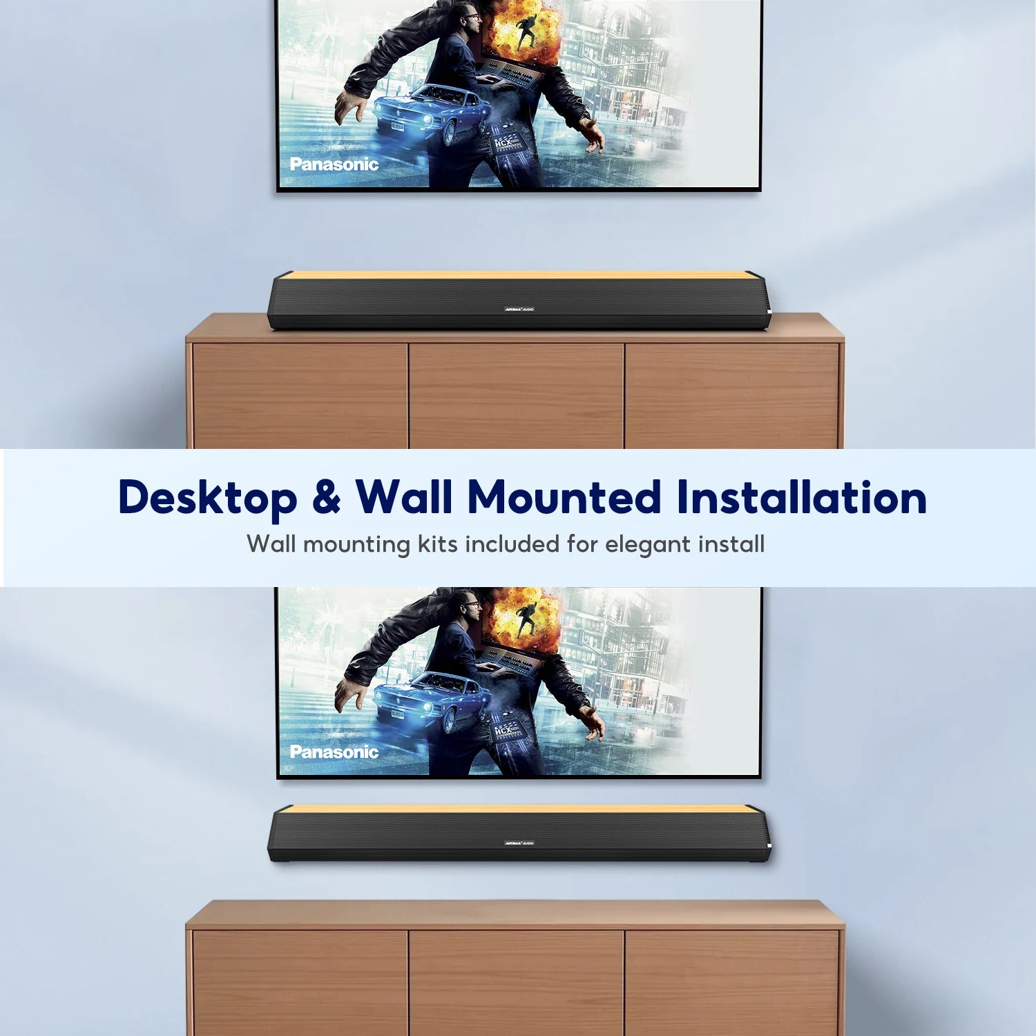 AIYIMA S03 Pro TV Sound Bar Power 160W Bluetooth Wood Grain Surround Soundbar Home Sound Theater TV HIFI Speaker Subwoofer