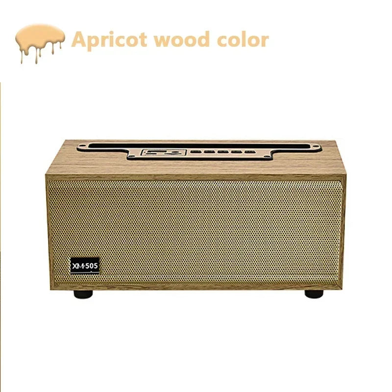 Multifunction Wooden Bluetooth Speaker TWS Wireless Subwoofer Remote Sound System Mobile Phone Holder Portable Desktop FM Radio