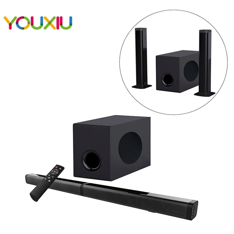 80W Bluetooth Speaker 5.0  TV SoundBar 2.1 Home Theater System 3D Surround Sound Bar Remote Control With Subwoofer for TV
