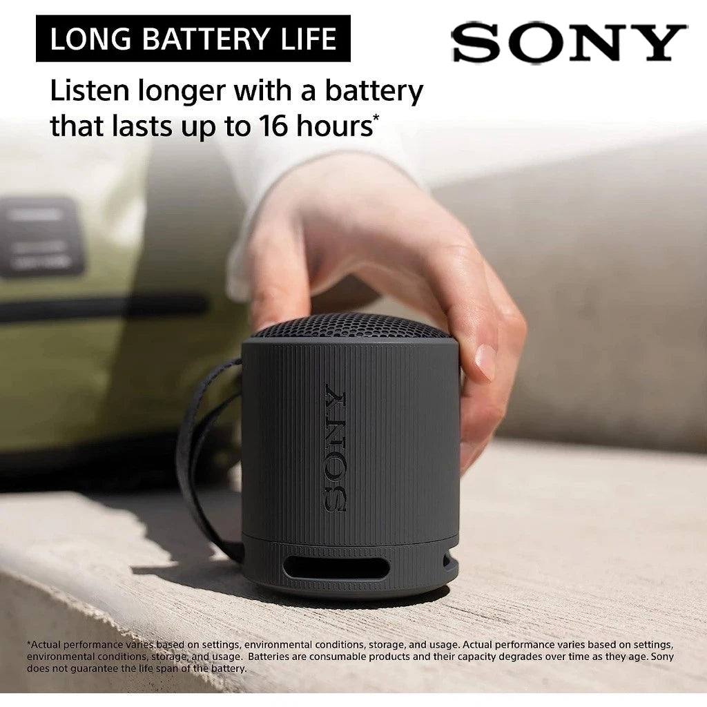 Sony SRS-XB100 Wireless Bluetooth Portable Lightweight Super-Compact Travel Speaker, Extra-Durable IP67 Waterproof