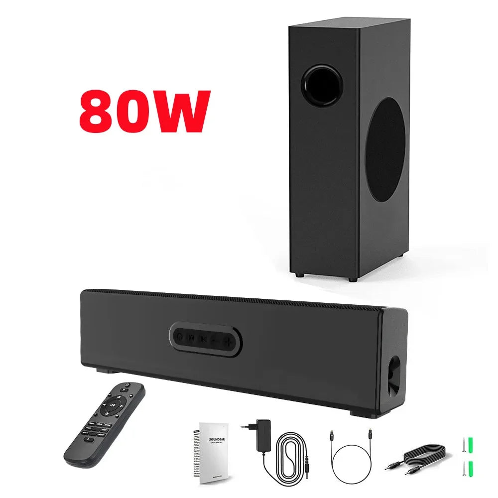 120W Bluetooth Soundbar With Subwoofer Wired Soundbar Bluetooth Speaker for TV Bass Adjustable Surround Sound for Home Theater