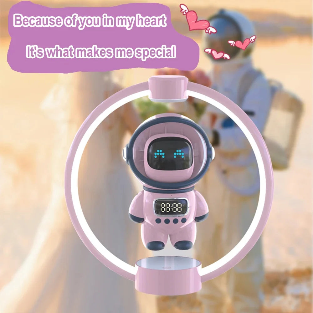 The New Maglev AI Intercom Astronaut Clock Alarm Clock Display Sleep Night Light TF Plays Smart 5.1 Bluetooth Speaker