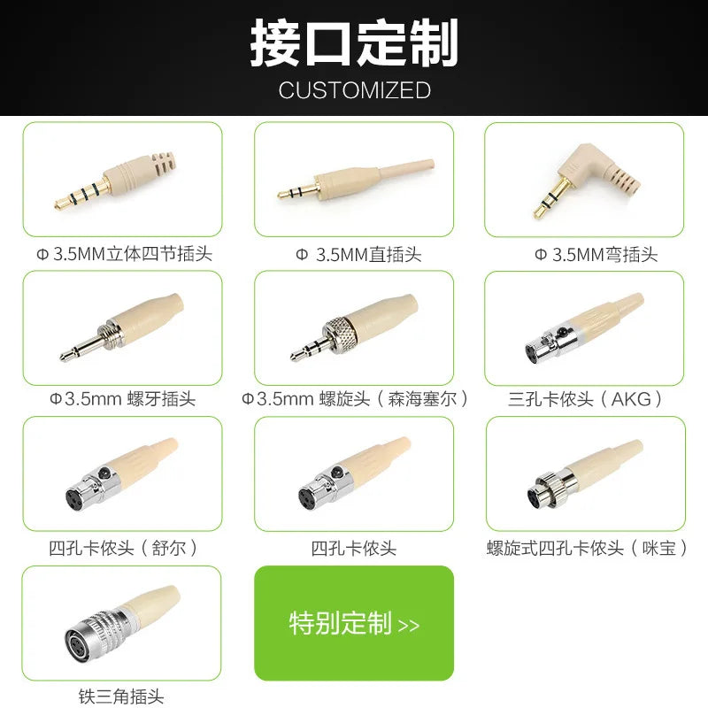 Wholesale Headset Unidirectional Skin Color Earhook Microphone 4 Pin Mini XLR for Wireless Transmitter System and Loudspeaker