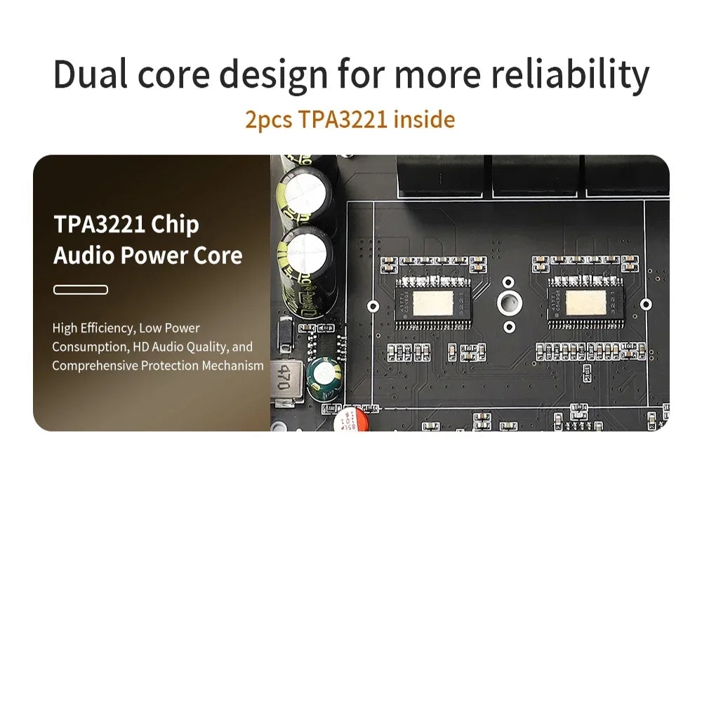 2*100W+200W TPA3221 Bluetooth Power Amplifier Board 2.1 Ch Class D USB Sound Card Subwoofer Theater Audio Stereo Equalizer Amp