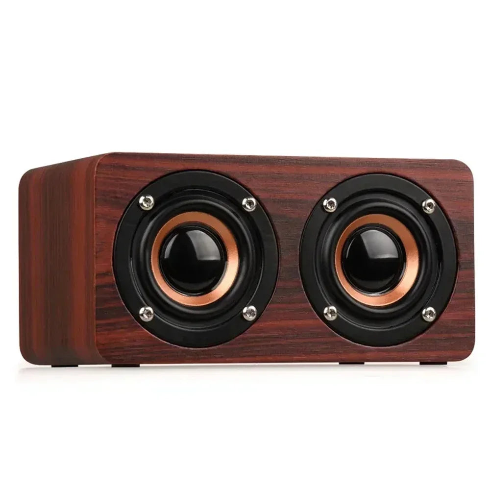 3.5mm Aux Mode Portable Bluetooth Speakers 10W Wooden Speaker Dual Horn Sound Box for Smartphones Wireless Subwoofer TF Card