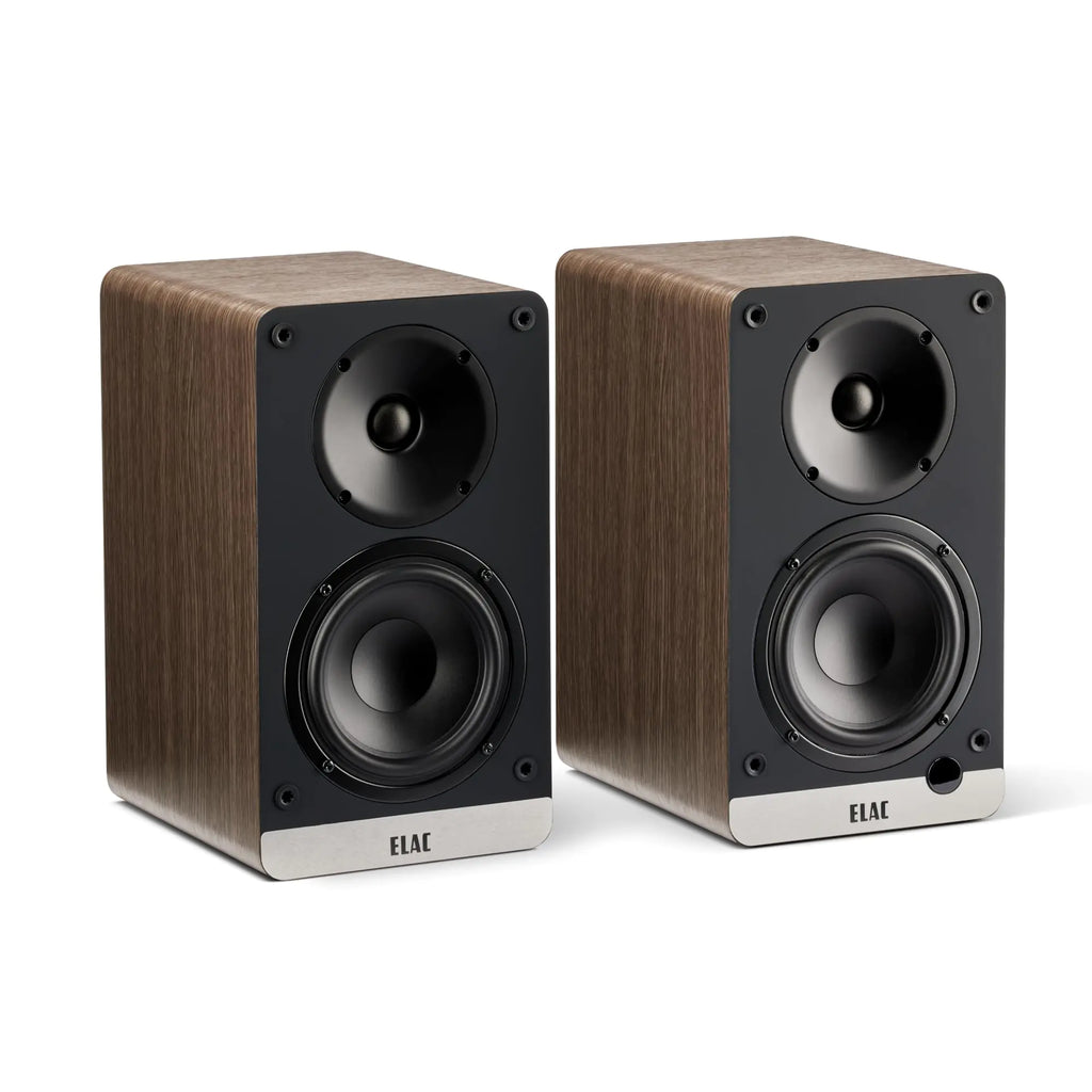 ELAC Debut ConneX 4-1/2" Powered Bookshelf Speakers with HDMI ARC Pair of Bookshelf Speakers for Home Entertainment System Walnut