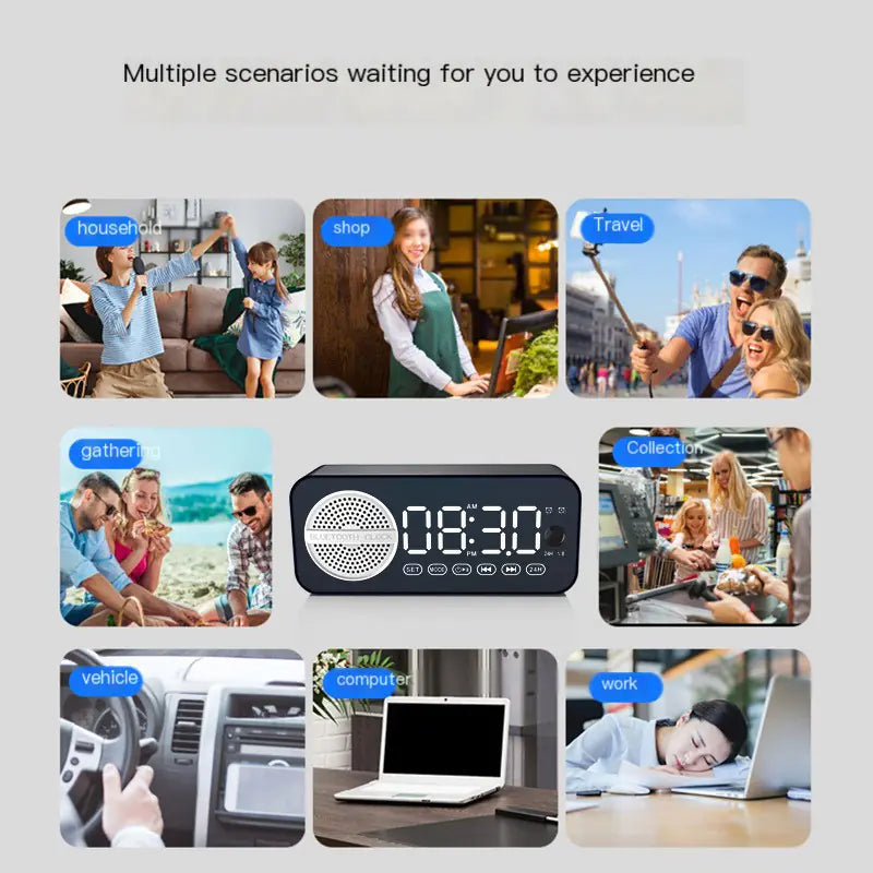 Bluetooth Clock Speaker with Alarm and Radio for Students