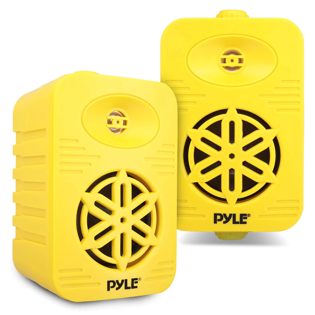 PYLE Outdoor Speakers - 300-Watt Waterproof Marine Grade Speakers Universal Mounting Heavy Duty ABS Construction- Home Boat Deck Pool- Yellow